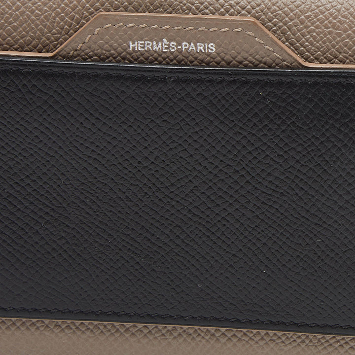 Top quality Hermes Etain/Black Epsom Leather Passant Compact Wallet