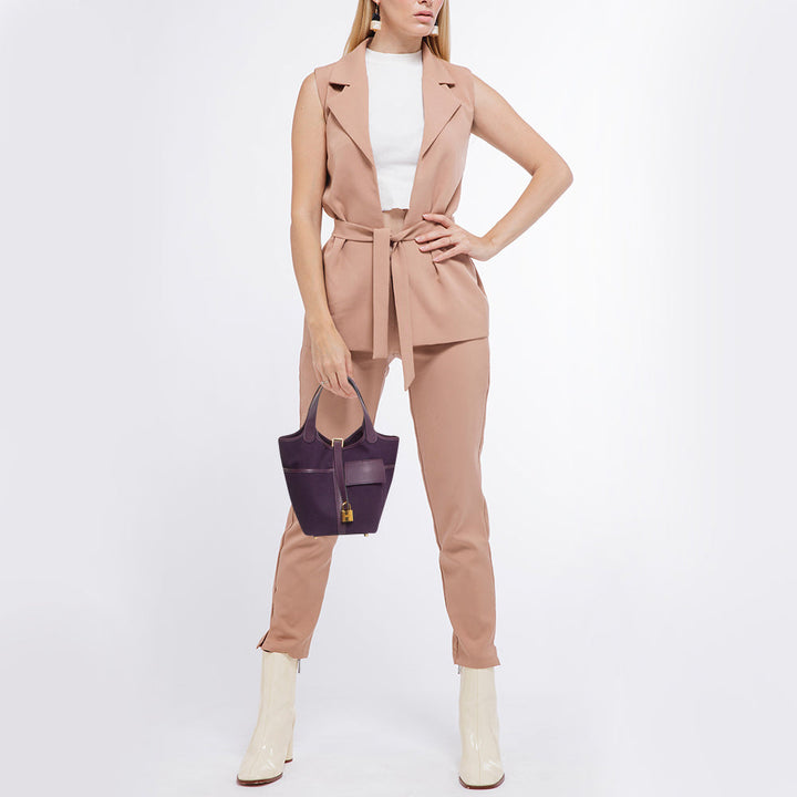 Top quality Hermes Raisin/Cassis Toile Goeland and Swift Leather Cargo Picotin Lock 18 Bag