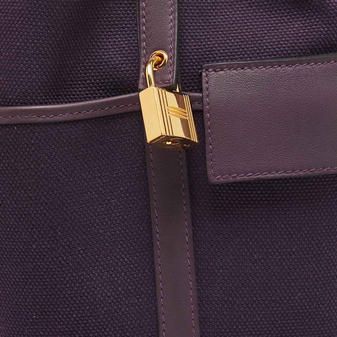 Top quality Hermes Raisin/Cassis Toile Goeland and Swift Leather Cargo Picotin Lock 18 Bag