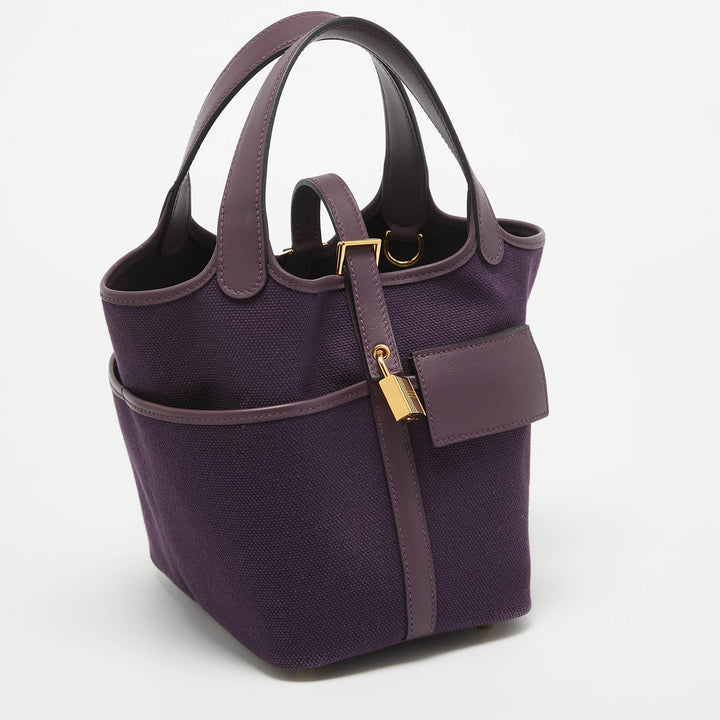 Top quality Hermes Raisin/Cassis Toile Goeland and Swift Leather Cargo Picotin Lock 18 Bag