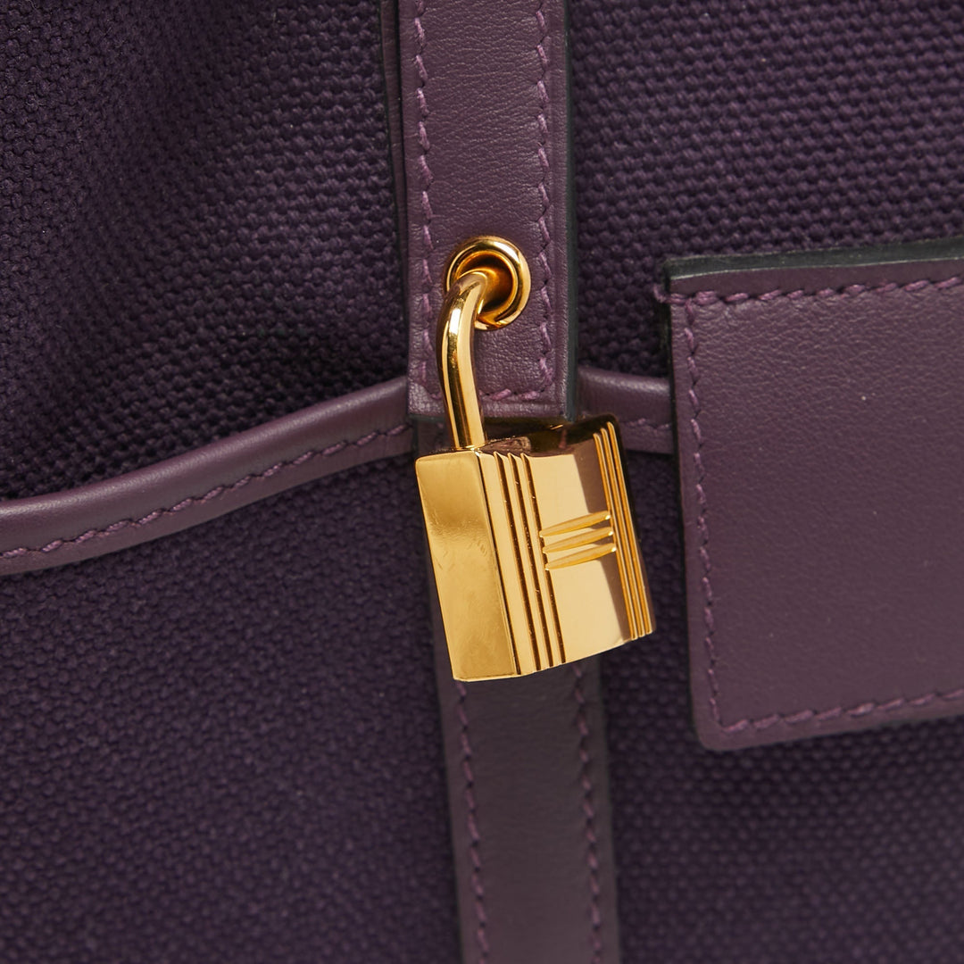 Top quality Hermes Raisin/Cassis Toile Goeland and Swift Leather Cargo Picotin Lock 18 Bag