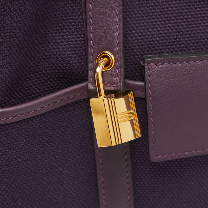 Top quality Hermes Raisin/Cassis Toile Goeland and Swift Leather Cargo Picotin Lock 18 Bag