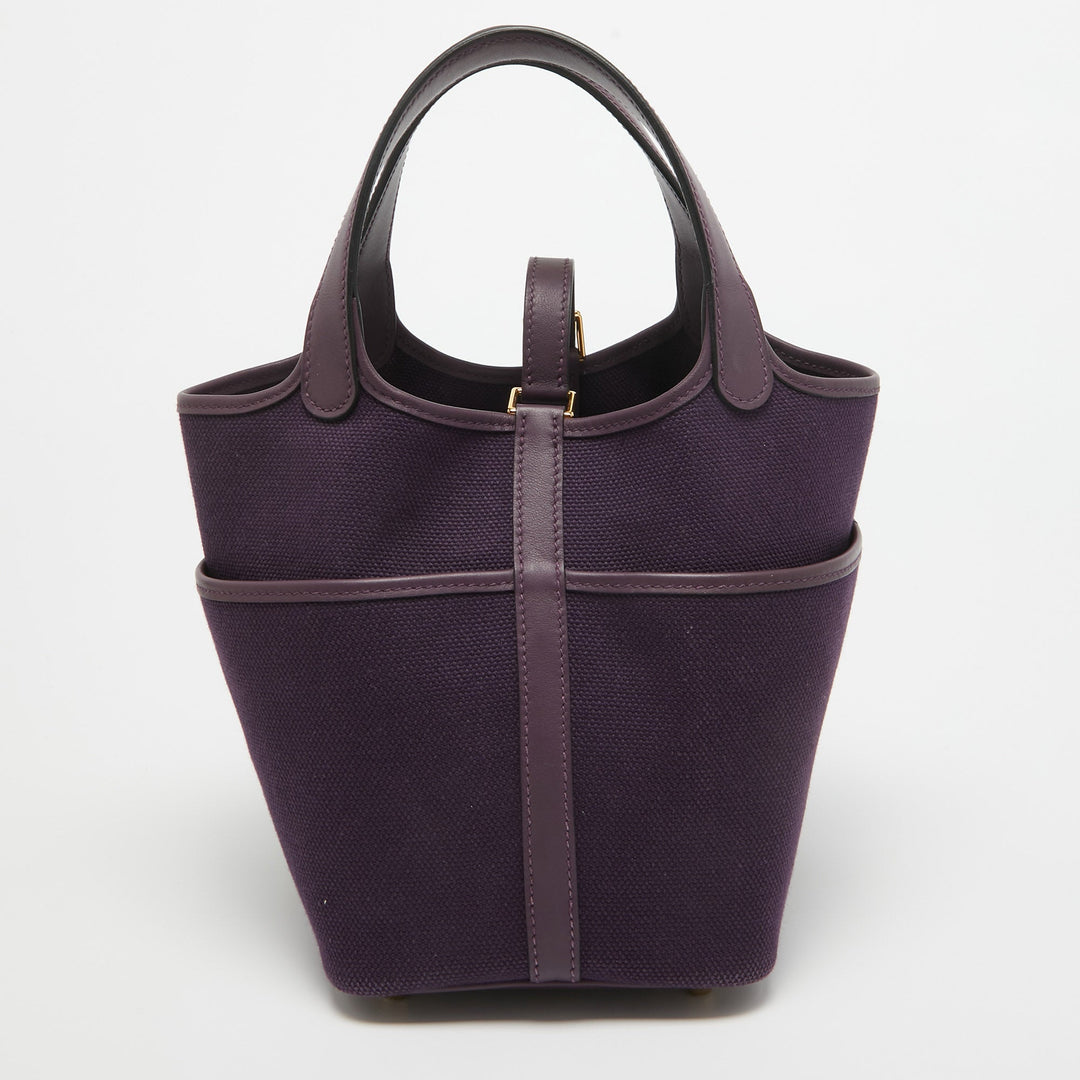 Top quality Hermes Raisin/Cassis Toile Goeland and Swift Leather Cargo Picotin Lock 18 Bag