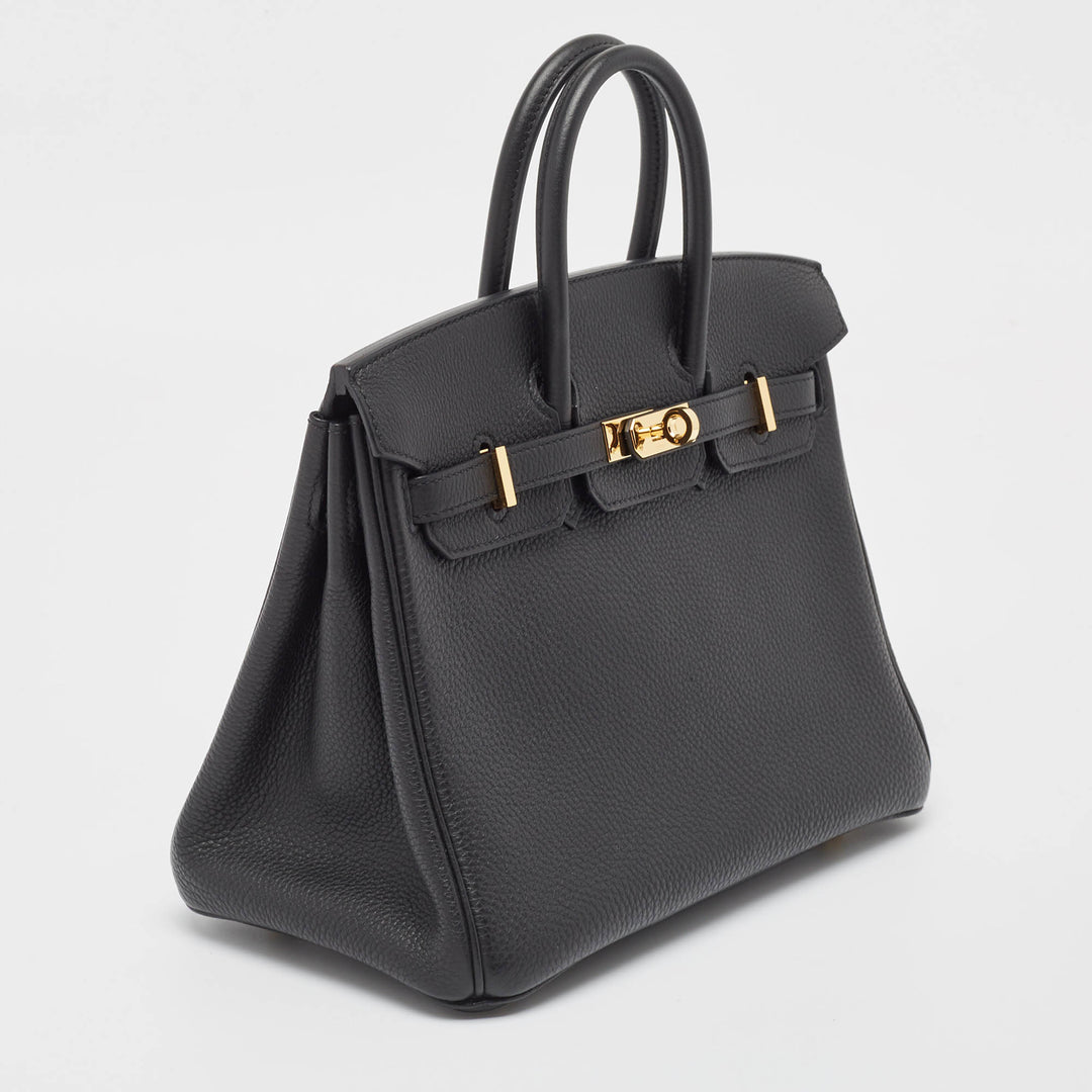 Premium Handmade Hermes Noir Togo Leather Gold Finish Birkin 25 Bag