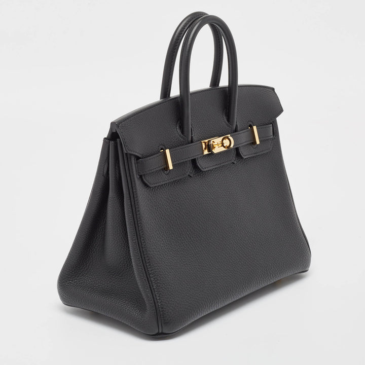 Premium Handmade Hermes Noir Togo Leather Gold Finish Birkin 25 Bag