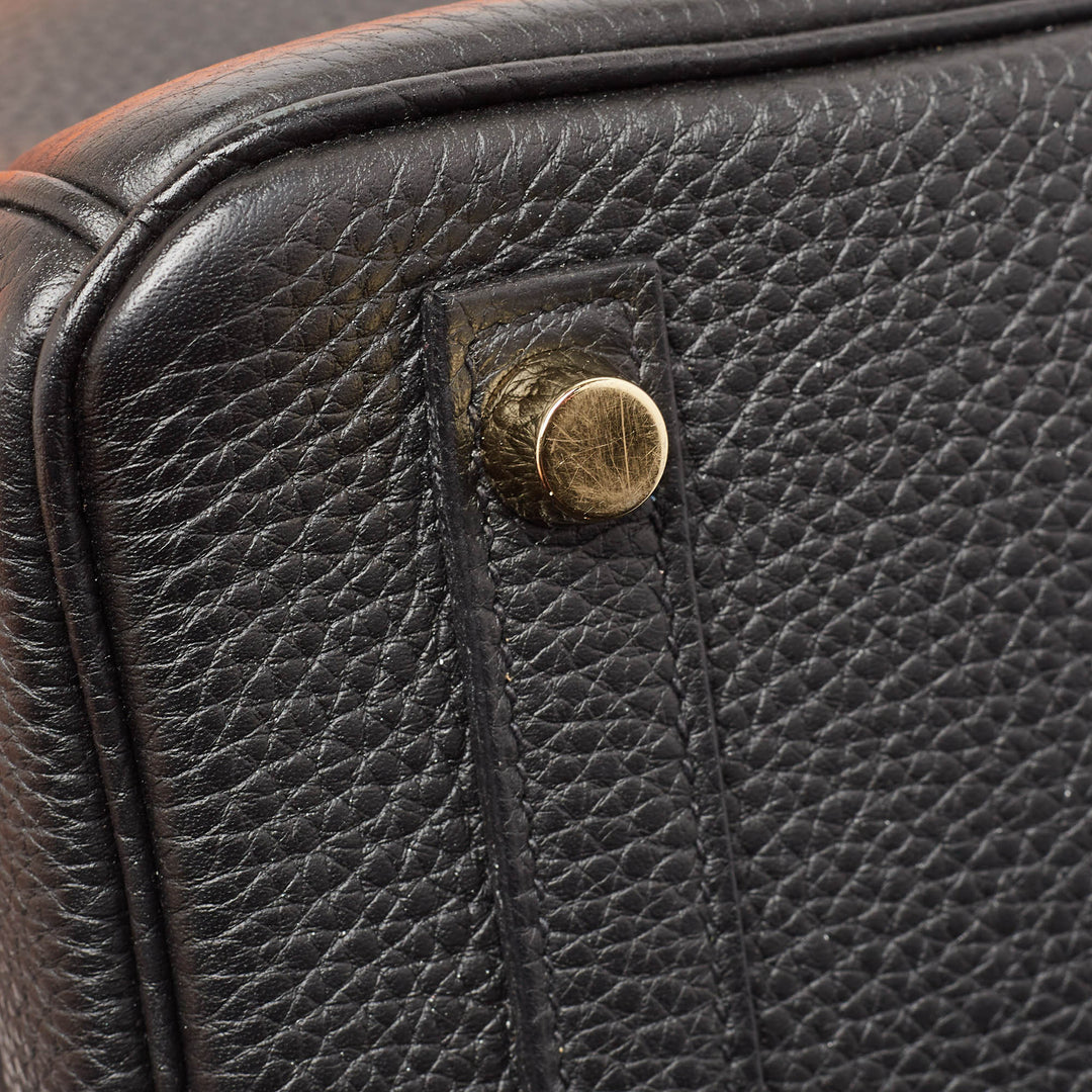 Premium Handmade Hermes Noir Togo Leather Gold Finish Birkin 25 Bag