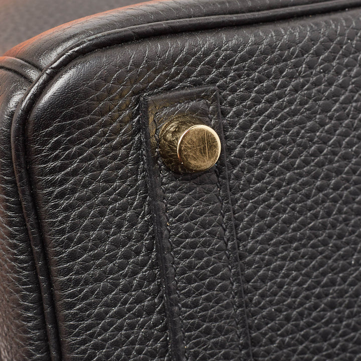 Premium Handmade Hermes Noir Togo Leather Gold Finish Birkin 25 Bag