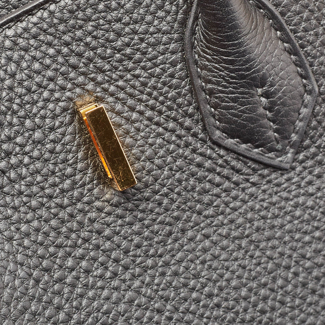 Premium Handmade Hermes Noir Togo Leather Gold Finish Birkin 25 Bag