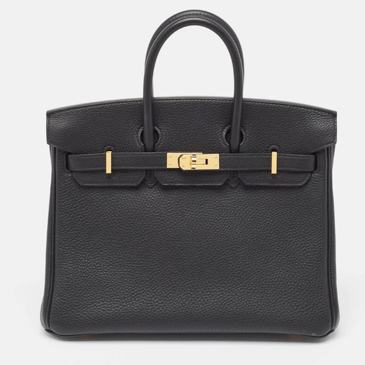 Premium Handmade Hermes Noir Togo Leather Gold Finish Birkin 25 Bag