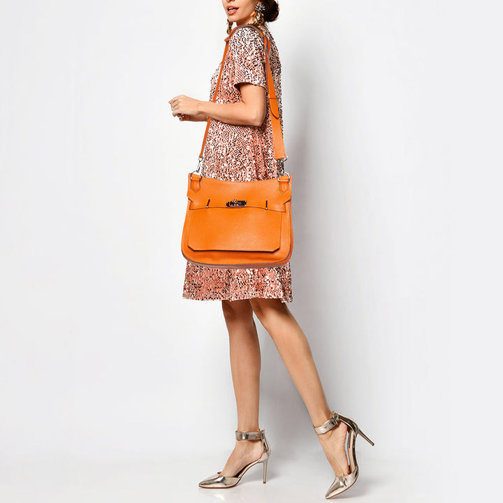 Top quality Hermes Orange/Jaune Taurillon Clemence Leather Palladium Finish Jypsiere 34 Bag