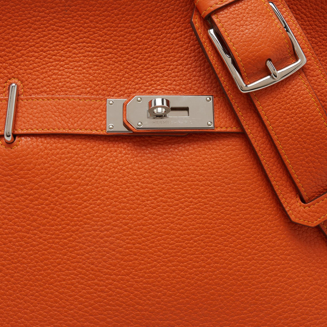 Top quality Hermes Orange/Jaune Taurillon Clemence Leather Palladium Finish Jypsiere 34 Bag