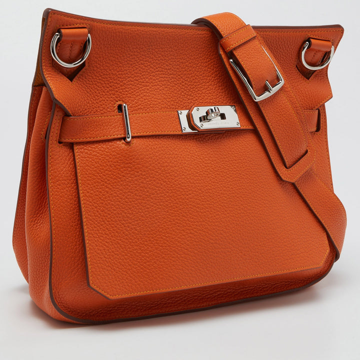 Top quality Hermes Orange/Jaune Taurillon Clemence Leather Palladium Finish Jypsiere 34 Bag