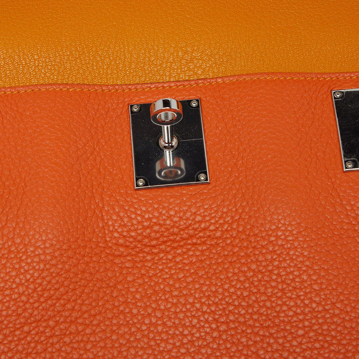 Top quality Hermes Orange/Jaune Taurillon Clemence Leather Palladium Finish Jypsiere 34 Bag
