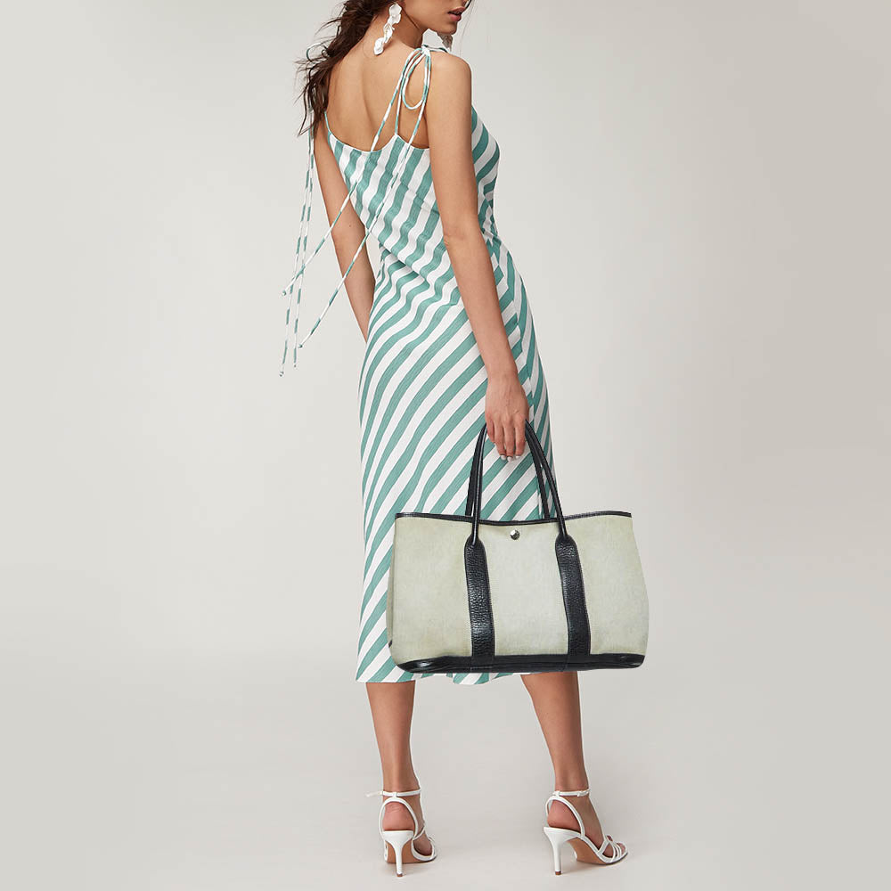 Top quality Hermes Beige/Black Toile And Negonda Leather Garden Party 36 Bag