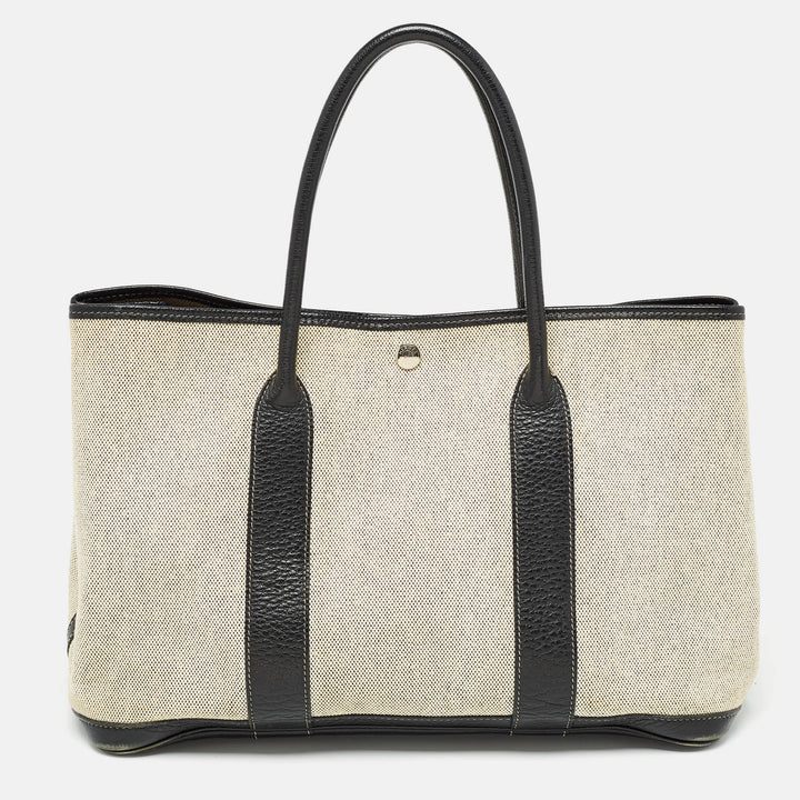 Top quality Hermes Beige/Black Toile And Negonda Leather Garden Party 36 Bag