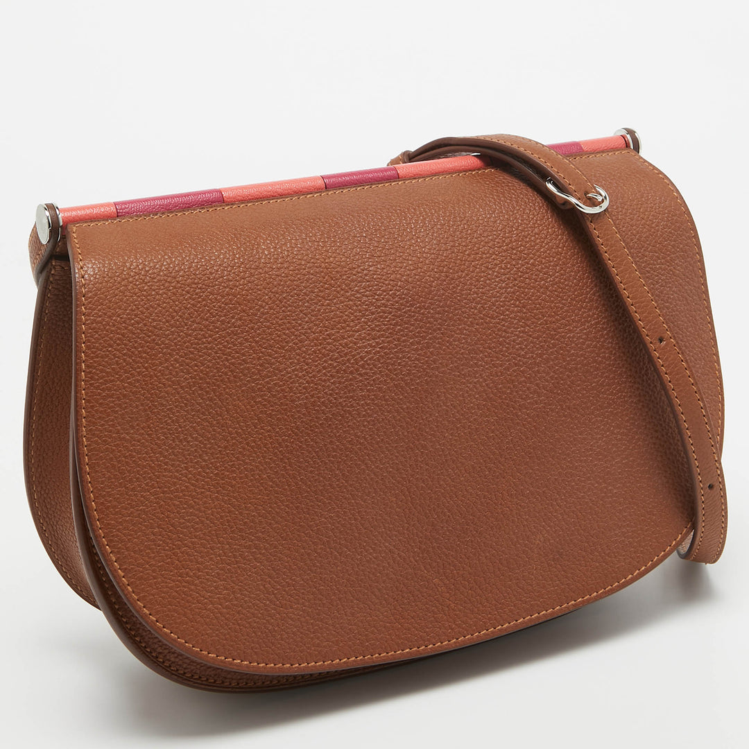 HERMES Fauve/Chevre Pink Barenia Leather Saut Bag