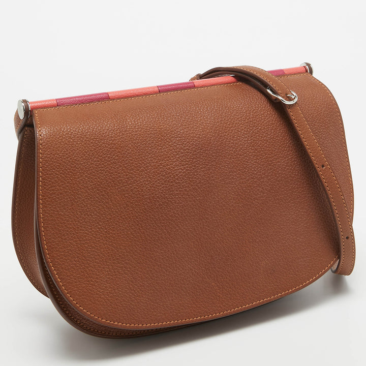 HERMES Fauve/Chevre Pink Barenia Leather Saut Bag