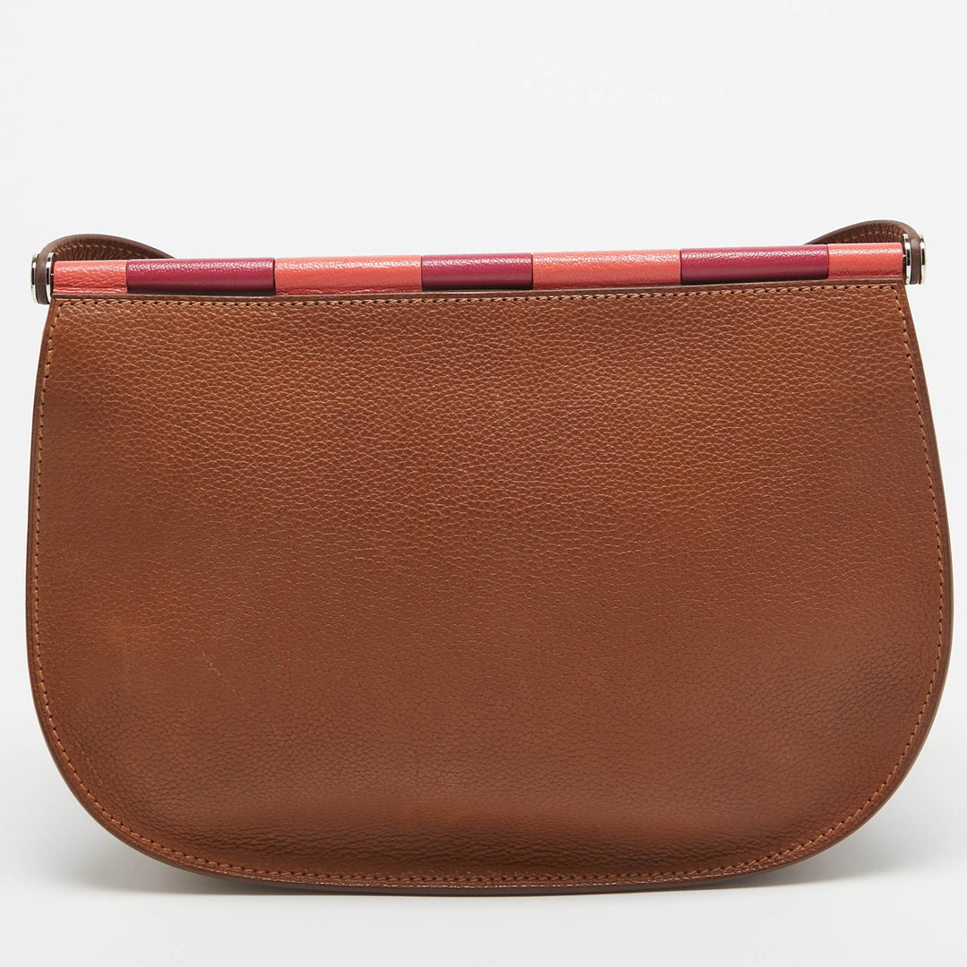 HERMES Fauve/Chevre Pink Barenia Leather Saut Bag