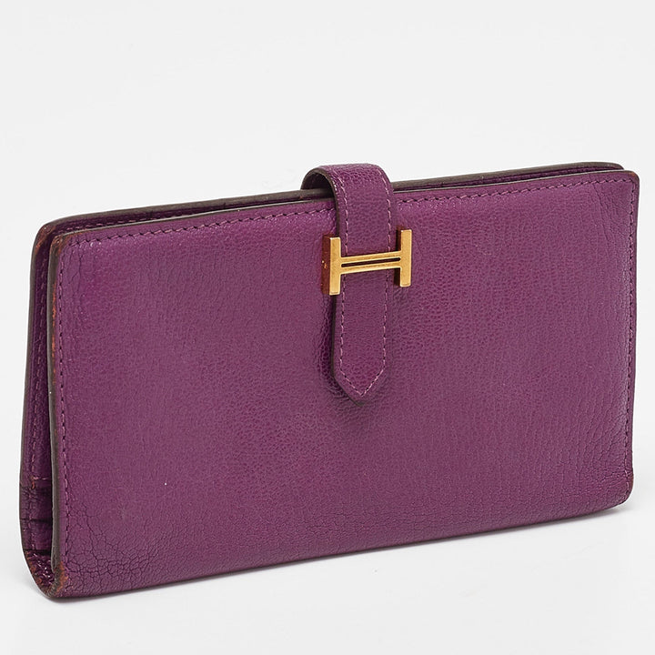Premium Handmade Hermes Anemone Chevre Mysore Leather Bearn Gusset Wallet