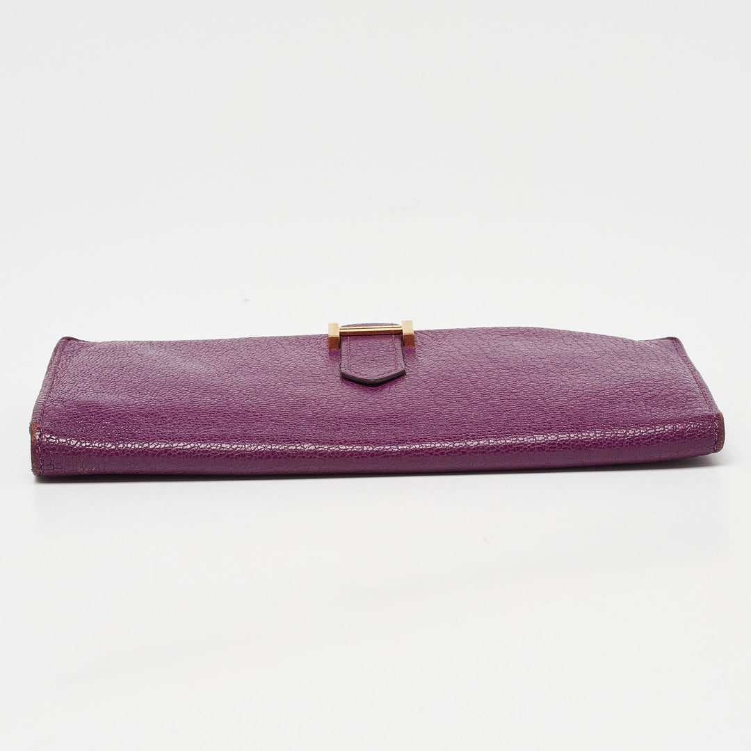 Premium Handmade Hermes Anemone Chevre Mysore Leather Bearn Gusset Wallet