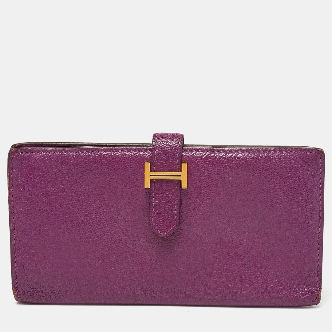 Premium Handmade Hermes Anemone Chevre Mysore Leather Bearn Gusset Wallet