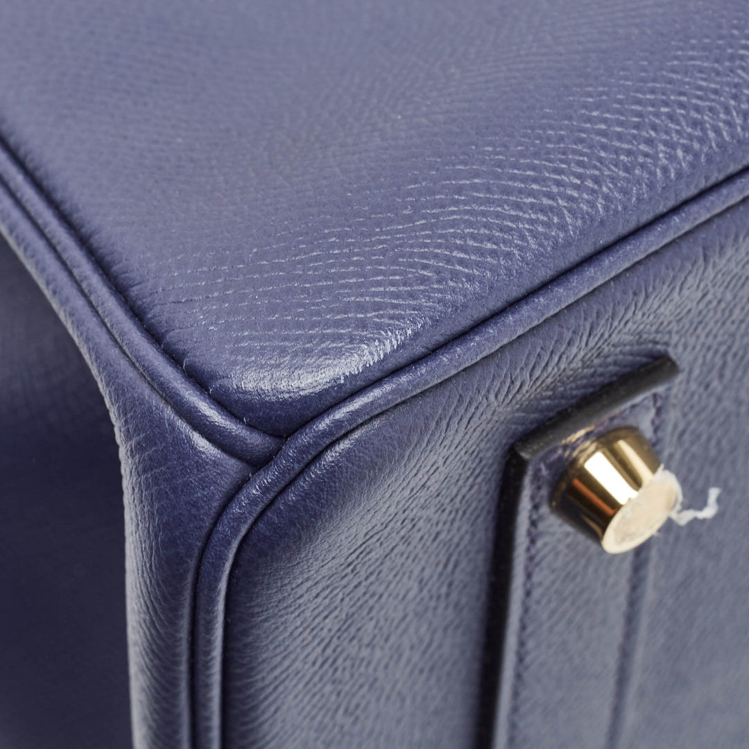 Premium Handmade Hermes Blue Saphir Epsom Leather Gold Finish Birkin 35 Bag