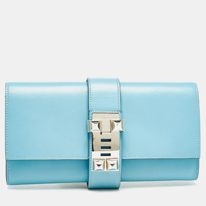 Premium Handmade Hermes Celeste Tadelakt Leather Medor Clutch