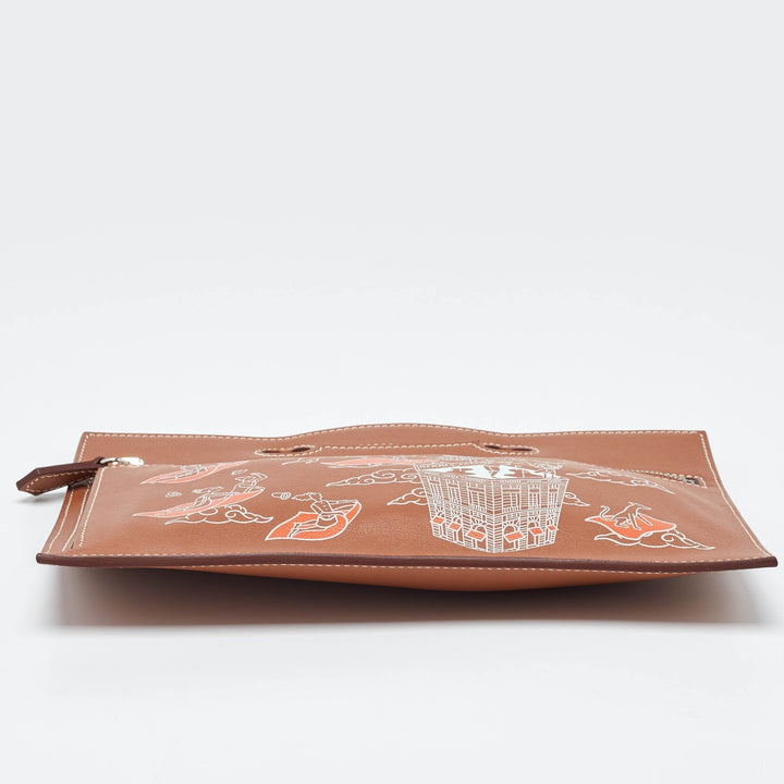 Premium Handmade Hermes Gold Swift Leather L'Epopee Backpocket Pouch