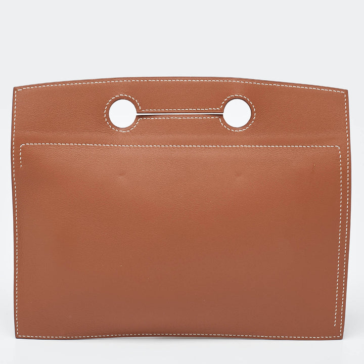 Premium Handmade Hermes Gold Swift Leather L'Epopee Backpocket Pouch