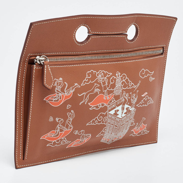 Premium Handmade Hermes Gold Swift Leather L'Epopee Backpocket Pouch