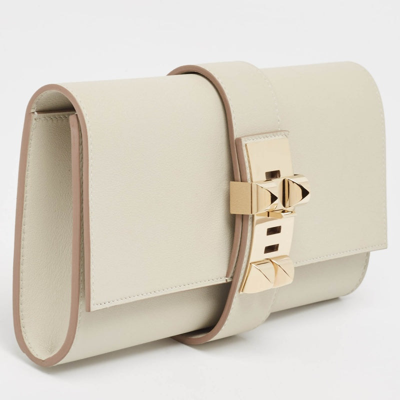 Hermes Gris Perle Swift Leather Medor Clutch 23