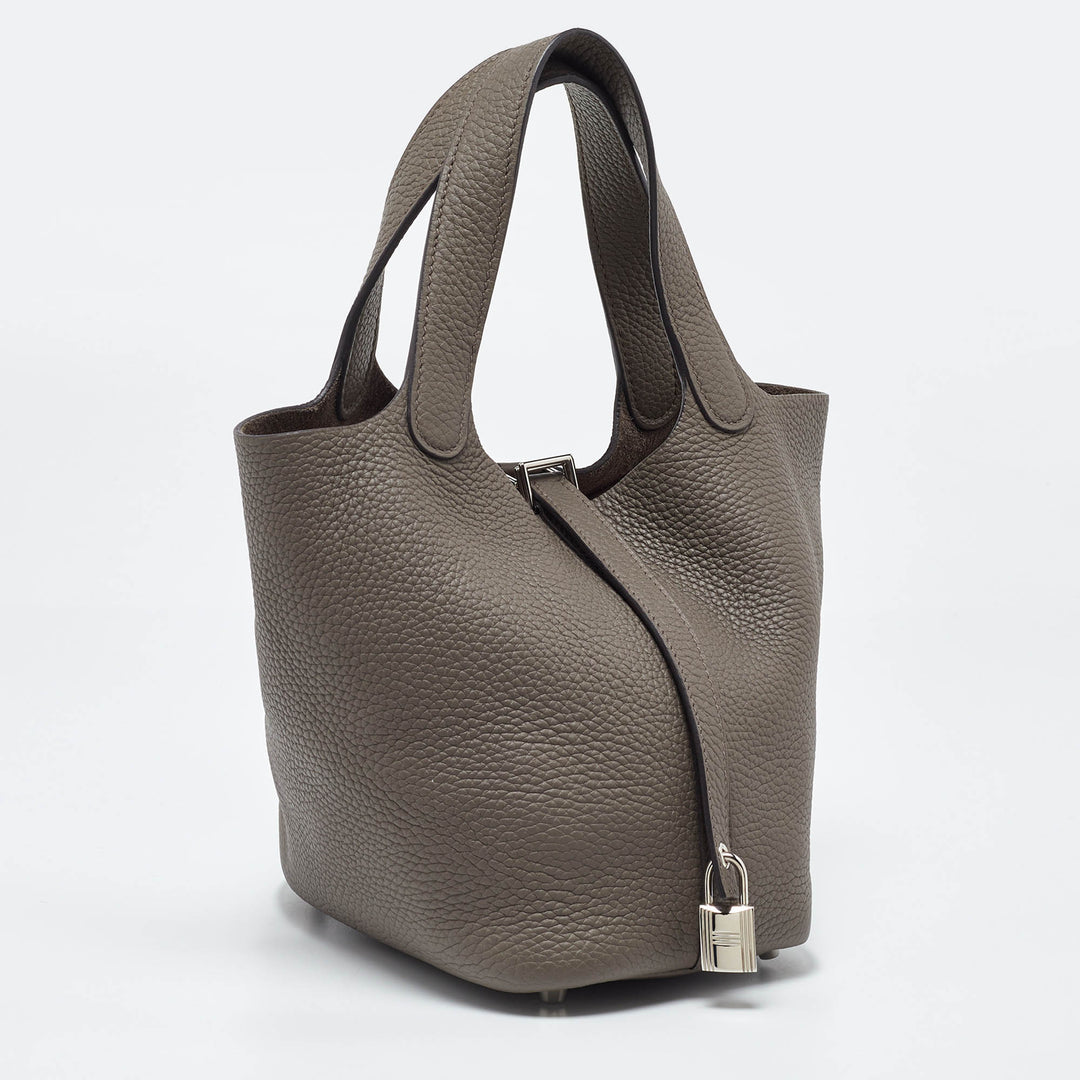 Top quality Hermes Etain Taurillon Clemence Leather Picotin Lock 18 Bag