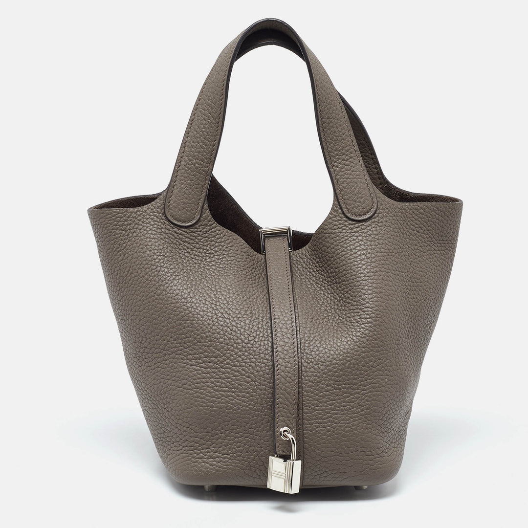 Top quality Hermes Etain Taurillon Clemence Leather Picotin Lock 18 Bag