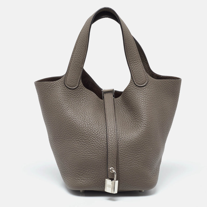 Top quality Hermes Etain Taurillon Clemence Leather Picotin Lock 18 Bag