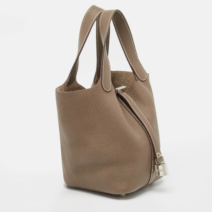 Top quality Hermes Etoupe Taurillon Clemence Leather Picotin Lock 18 Bag