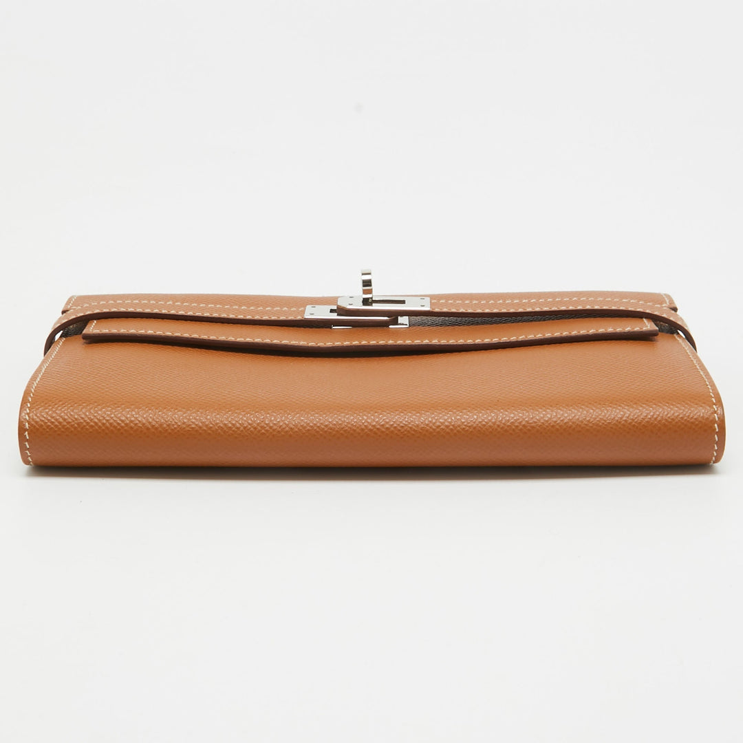 Premium Handmade Hermes Gold Epsom Leather Kelly Longue Wallet