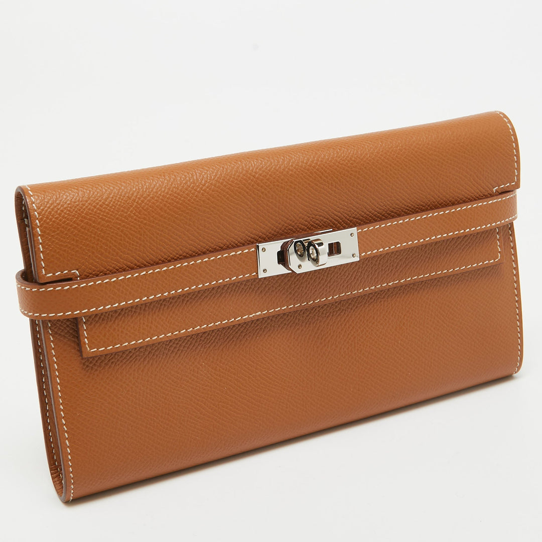 Premium Handmade Hermes Gold Epsom Leather Kelly Longue Wallet