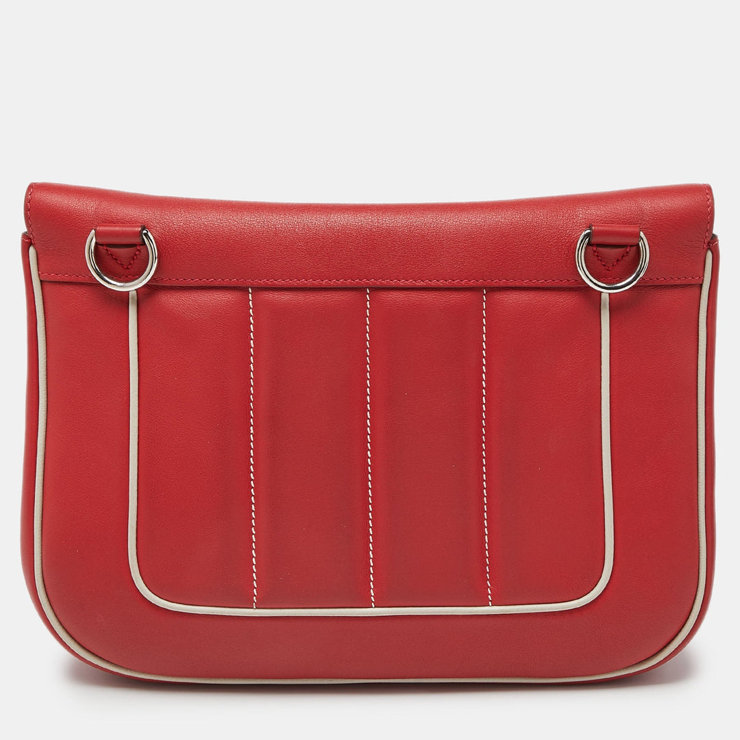 HERMES Vermilon/Gris Swift and Evercolor Leather Palladium Finish Berline 28 Bag