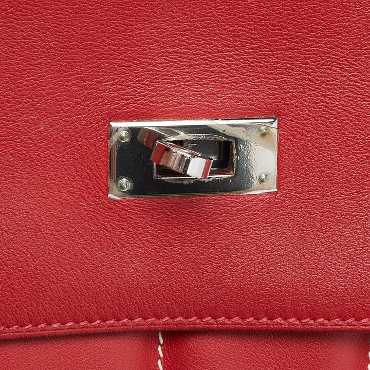 HERMES Vermilon/Gris Swift and Evercolor Leather Palladium Finish Berline 28 Bag