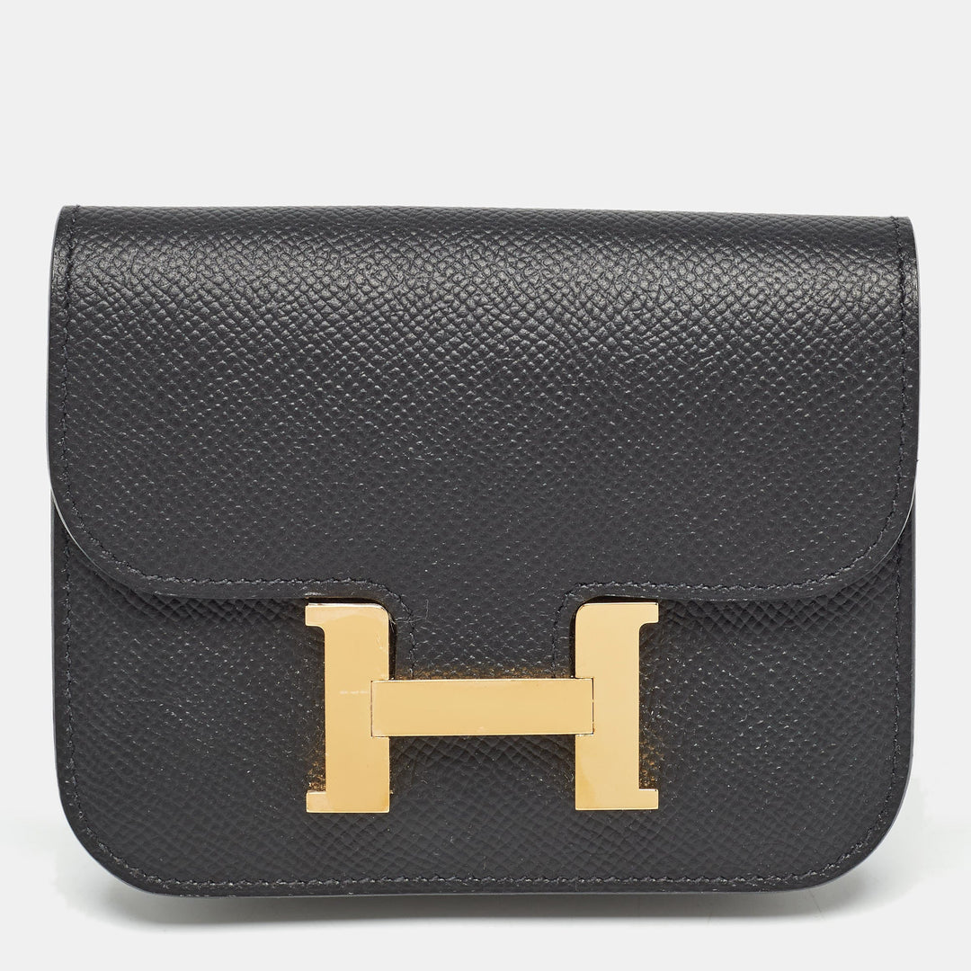 Hermes Noir Epsom Leather Constance Slim Wallet