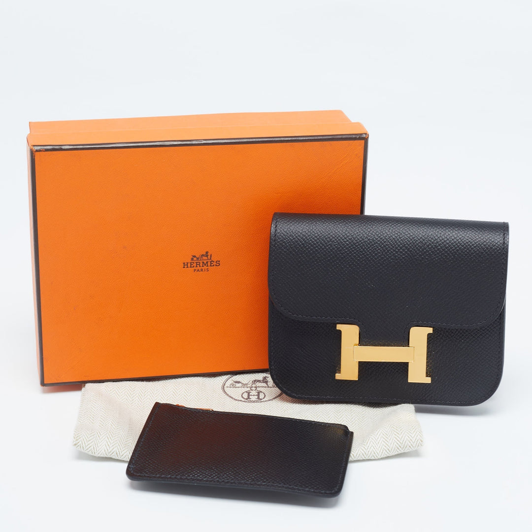 Top quality Hermes Noir Epsom Leather Constance Slim Wallet