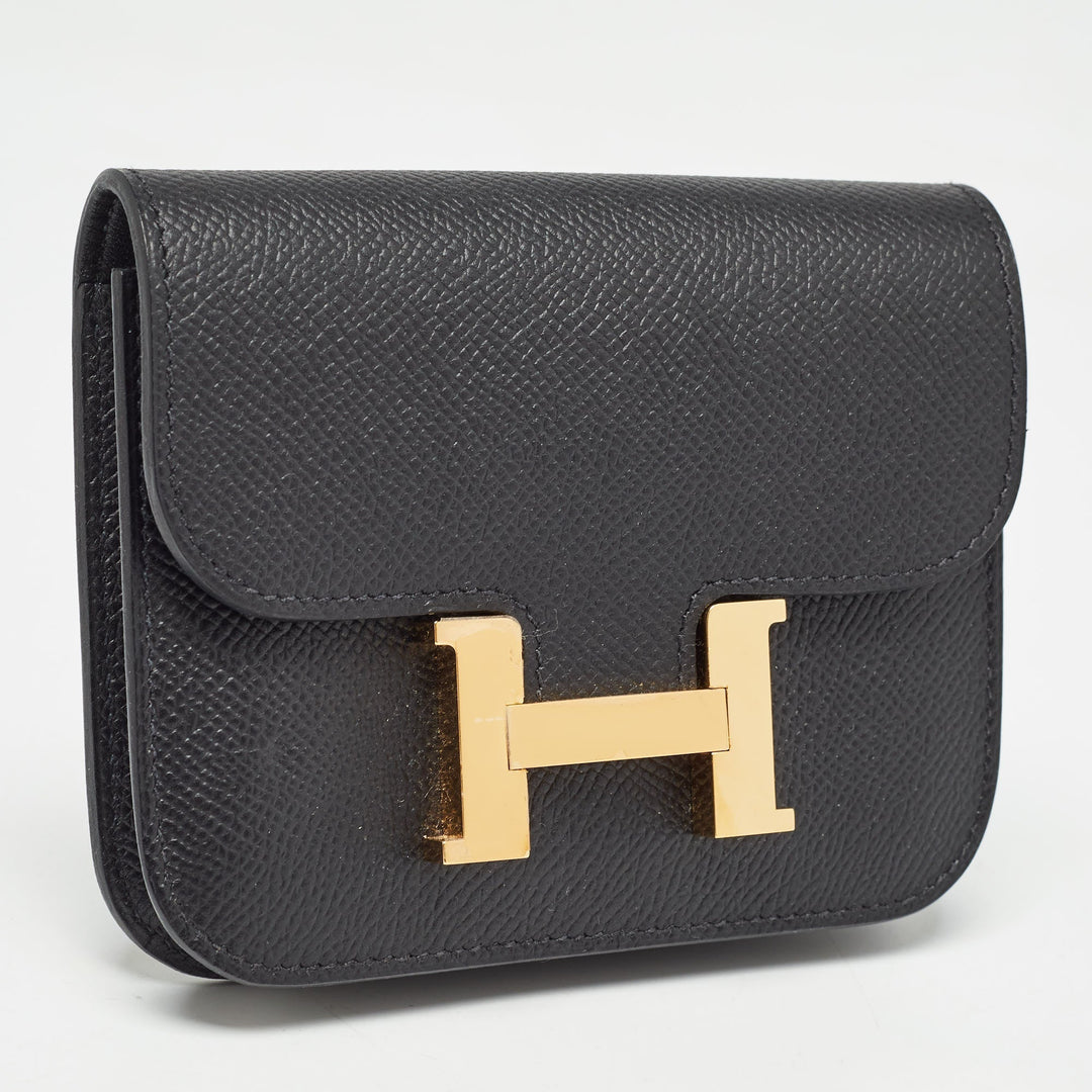 Top quality Hermes Noir Epsom Leather Constance Slim Wallet