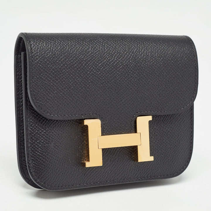 Top quality Hermes Noir Epsom Leather Constance Slim Wallet