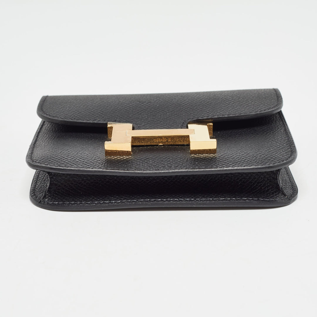 Top quality Hermes Noir Epsom Leather Constance Slim Wallet