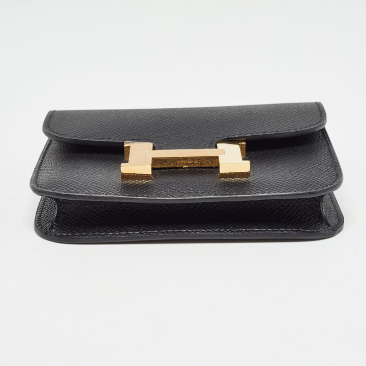 Top quality Hermes Noir Epsom Leather Constance Slim Wallet