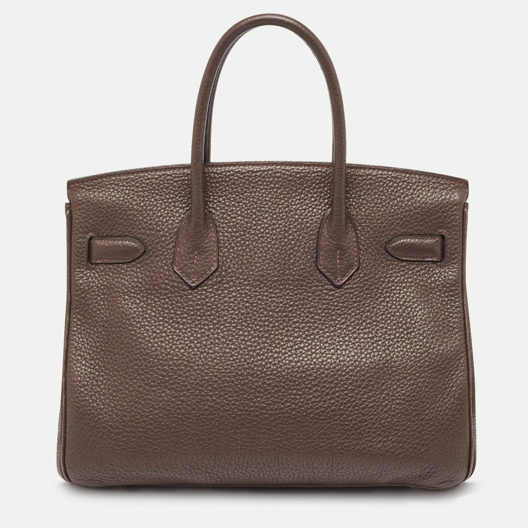 Top quality Hermes Chocolat Taurillon Clemence Leather Palladium Finish Birkin 30 Bag