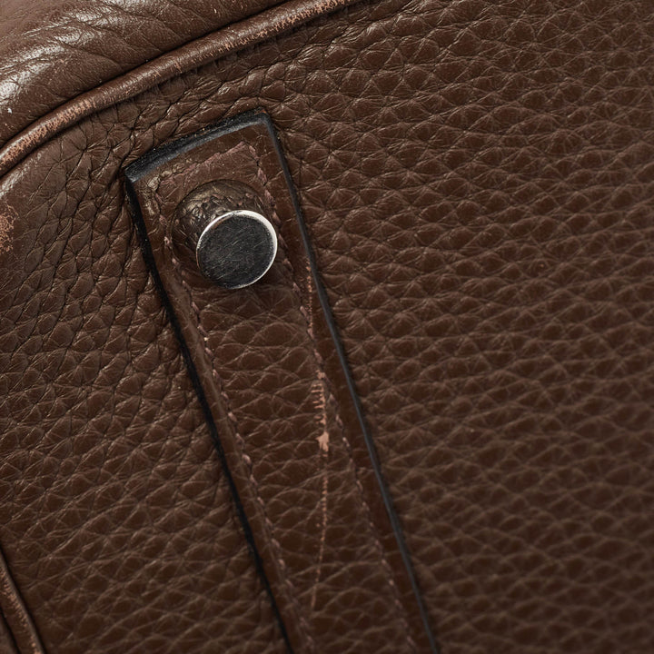 Top quality Hermes Chocolat Taurillon Clemence Leather Palladium Finish Birkin 30 Bag