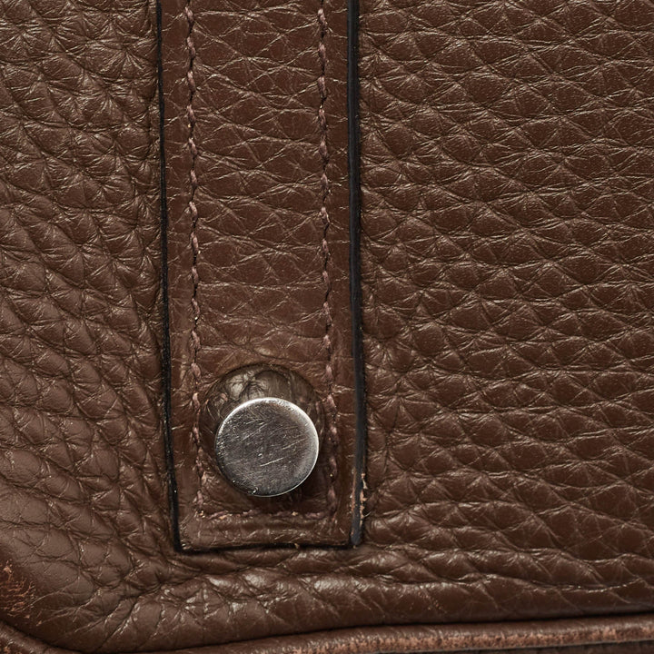 Top quality Hermes Chocolat Taurillon Clemence Leather Palladium Finish Birkin 30 Bag