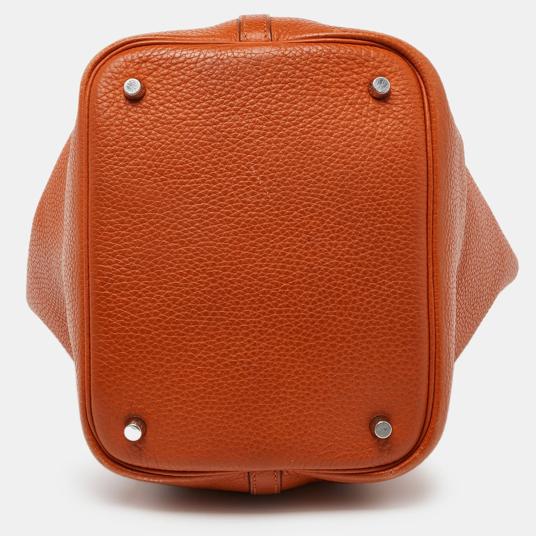 Top quality Hermes Orange Taurillon Clemence Leather Picotin Lock 22 Bag