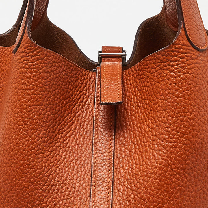 Top quality Hermes Orange Taurillon Clemence Leather Picotin Lock 22 Bag